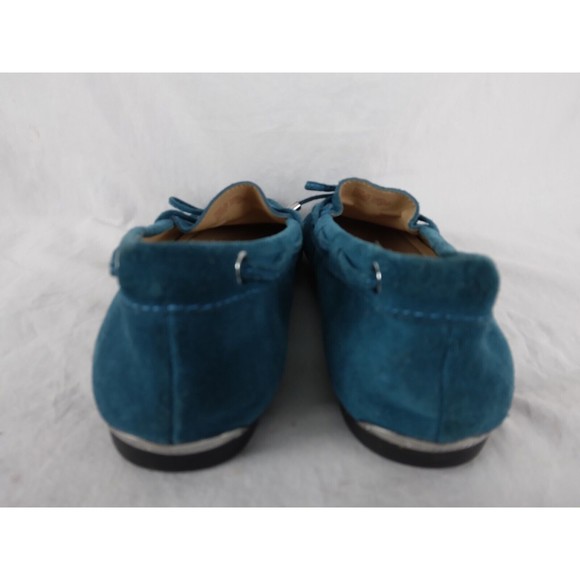 Michael Kors Sutton Leather Suede Moccasins Loafer Shoes Teal Womens Size 6 M - Picture 6 of 9